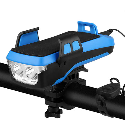 USB Rechargeable Bike Light with Phone Holder and Horn