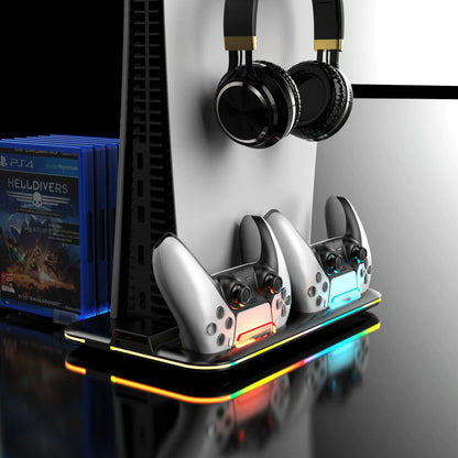 PS5 Charging Dock with RGB Light for Controllers and Headset